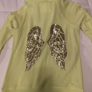 Victoria's Secret Yellow Zip-Up Hoodie Jacket with Gold Wings